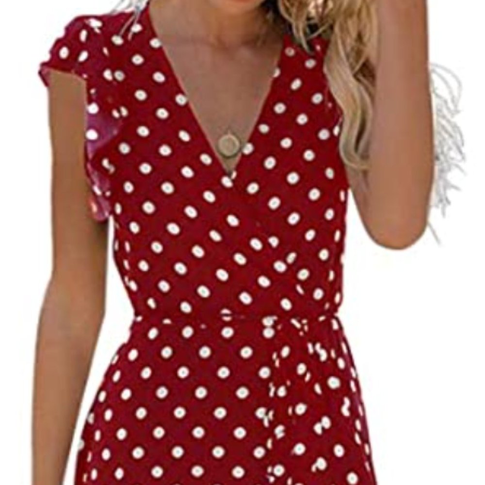 GRECERELLE Women's Summer Floral Print Cross V Neck Bohemian Maxi Dress Small